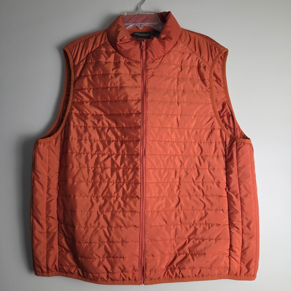 John Bartlett Consensus Mens XL Burnt Orange Quilted Puffer Vest Full Zip NWOT